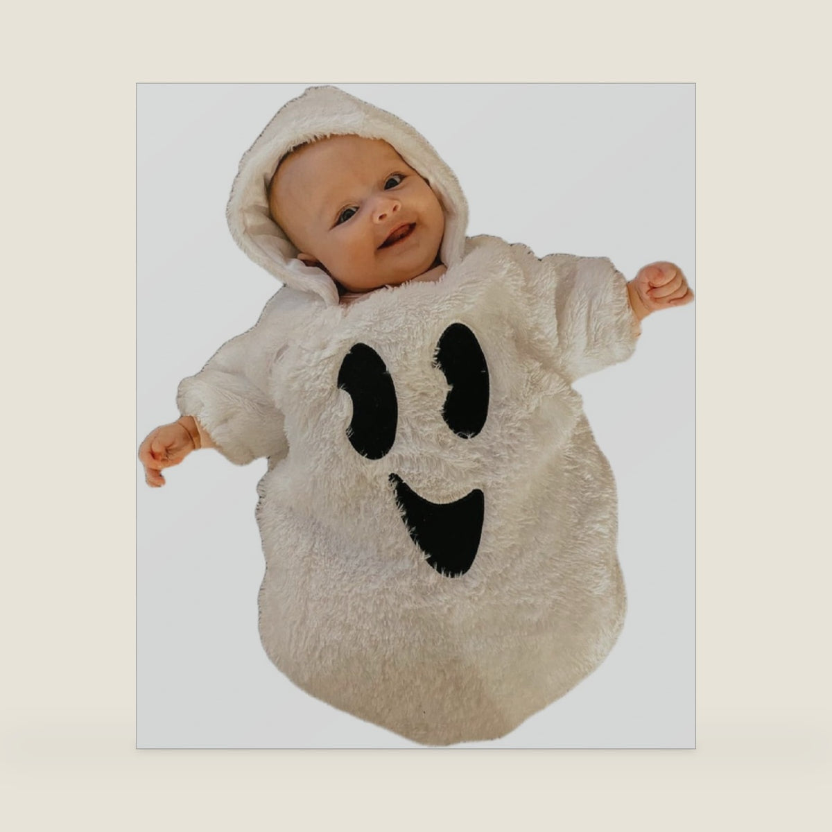 Baby Girl Boy Halloween Ghost Plush Hoodie Romper