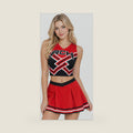 2 Piece Women Cheerleader Costume Top Skirt Sets Cosplay Cheer Outfit Halloween Cheerleading Party