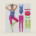 80s Workout Outfit Women 90s Aerobics Costume Retro Yoga Leotard Set