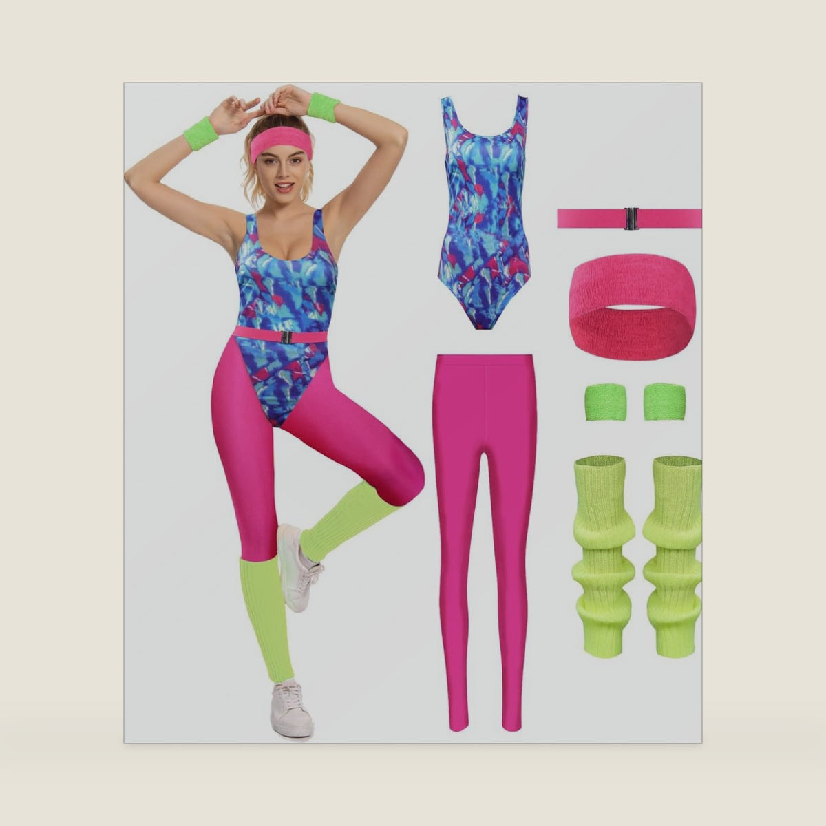 80s Workout Outfit Women 90s Aerobics Costume Retro Yoga Leotard Set