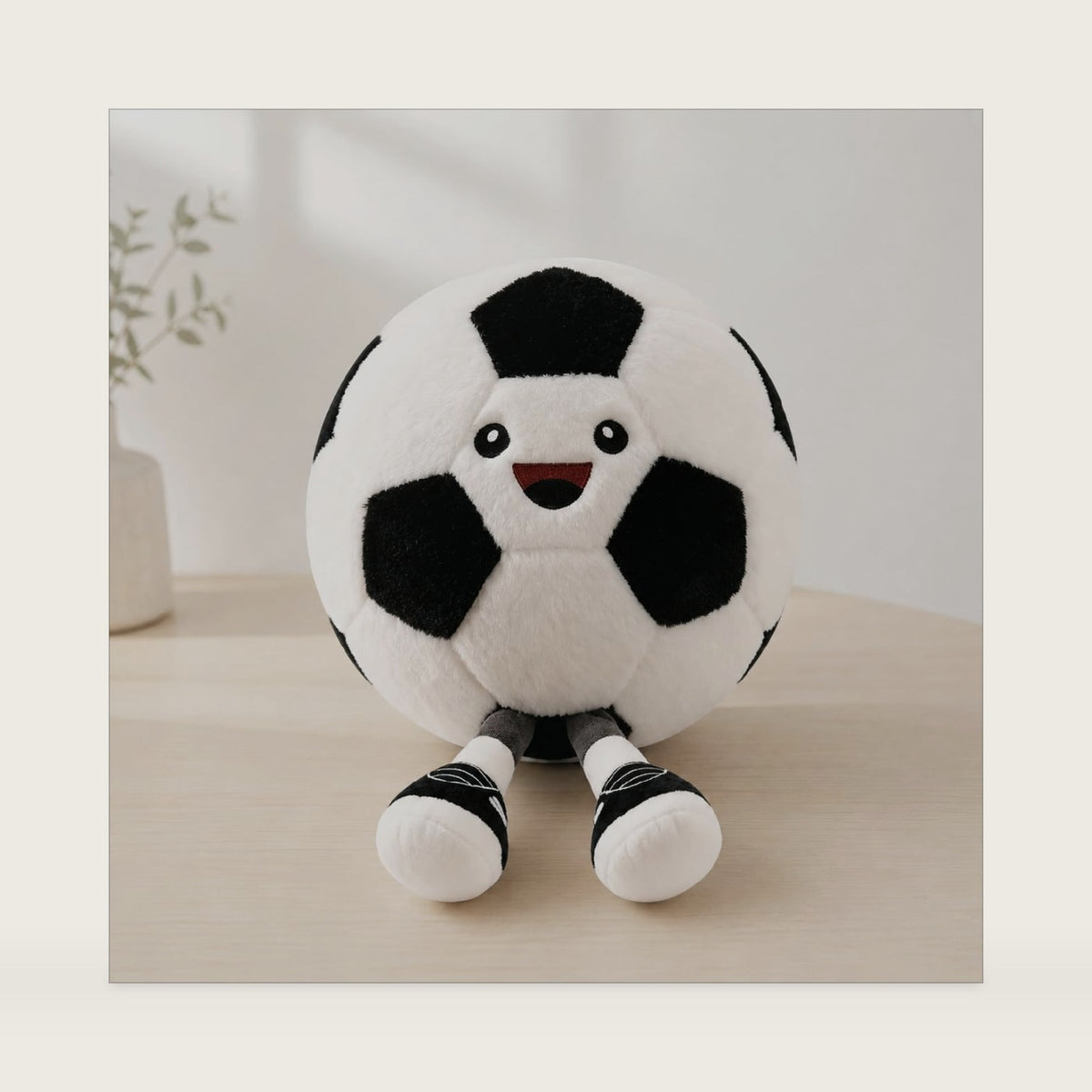 Soccer Ball Plush Pillow with Legs, Soft Stuffed Animal Toy, 11 Inch