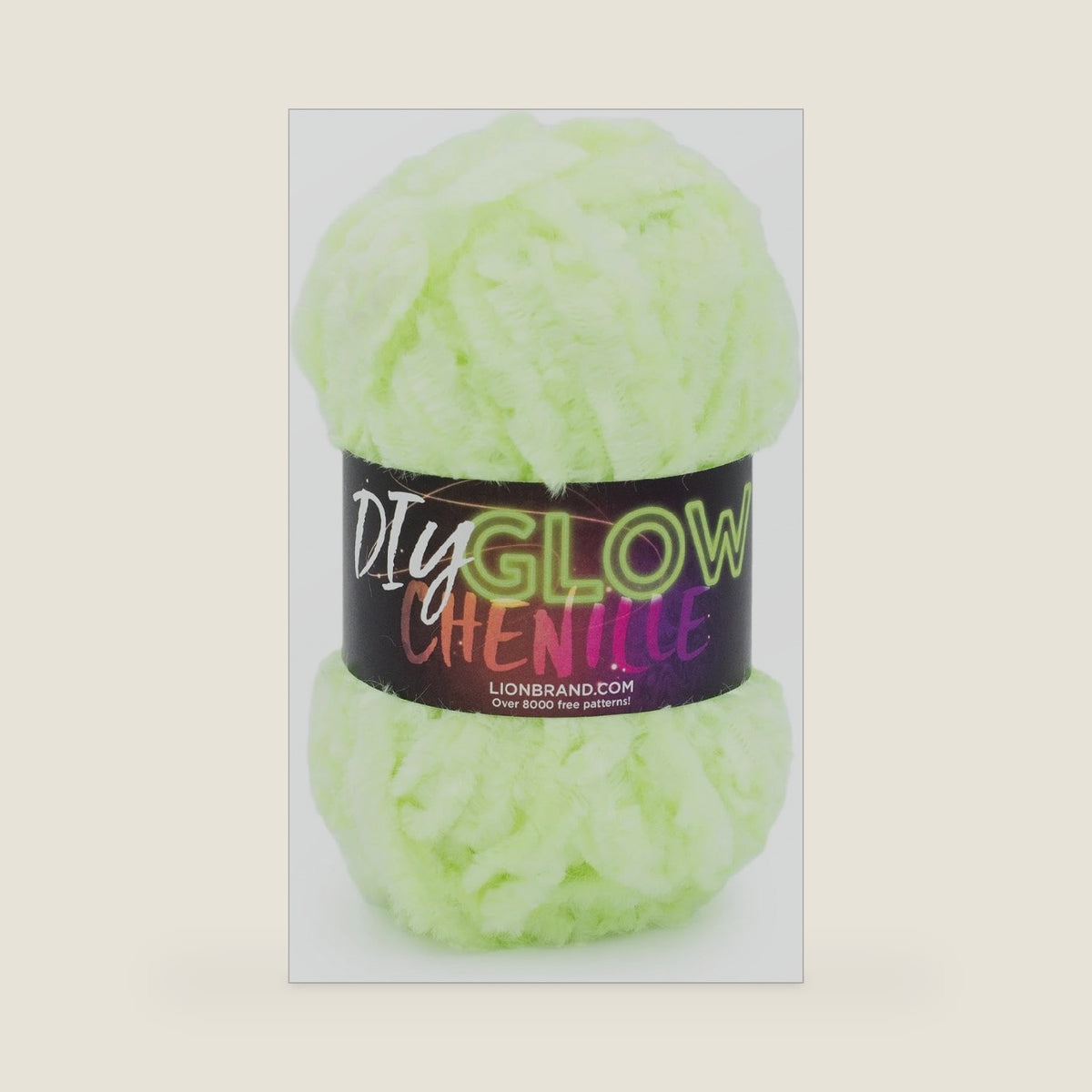 Lion Brand Yarn, DIY Glow Chenille Glow in the Dark Yarn, Glow Worm, 1 Pack