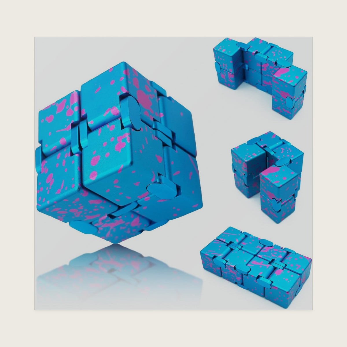 Metal Infinity Cube Fidget Toy Stress Relief ADHD Blue Pink