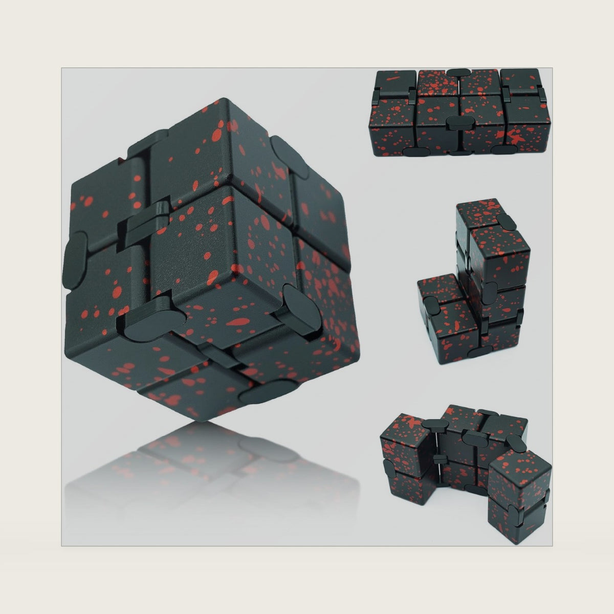 Metal Infinity Cube Fidget Toy Stress Relief ADHD Black Red
