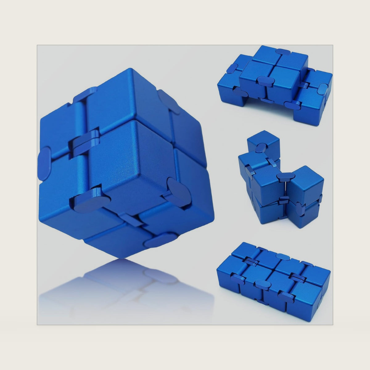 Metal Infinity Cube Fidget Toy Stress Relief ADHD Blue