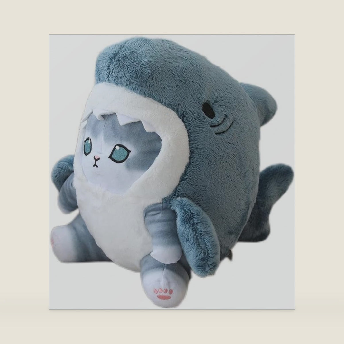 8Inch Blue Grey Shark Cat Plush Toy