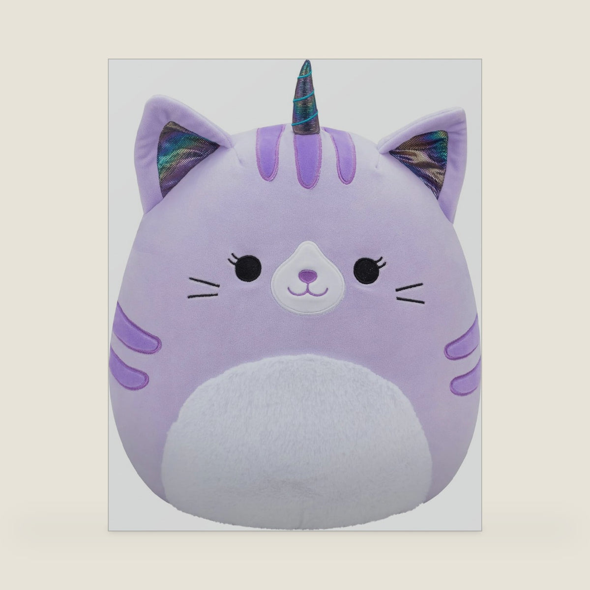 Squishmallows Original 14-Inch Analea Purple Tabby Caticorn with Fuzzy White Belly - Official Jazwares Large Plush