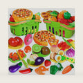 100 PCS Cutting Play Food Toy for Kids Kitchen, Pretend Food Kitchen Toys Accessories with 2 Baskets, Fake Food/Fruit/Vegetable, Christmas Birthday Gifts for 2 3 4 5 Years Old Toddlers Boys Girls