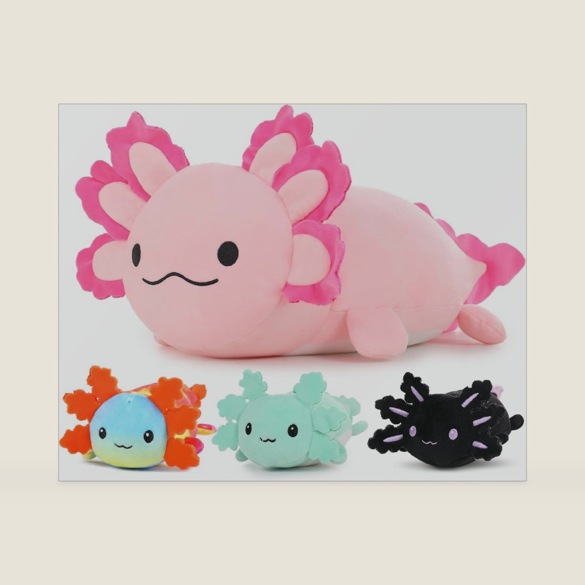 MaoGoLan Giant Axolotl Plush 23.5 Inch, 3 Baby Stuffed Axolotls Inside