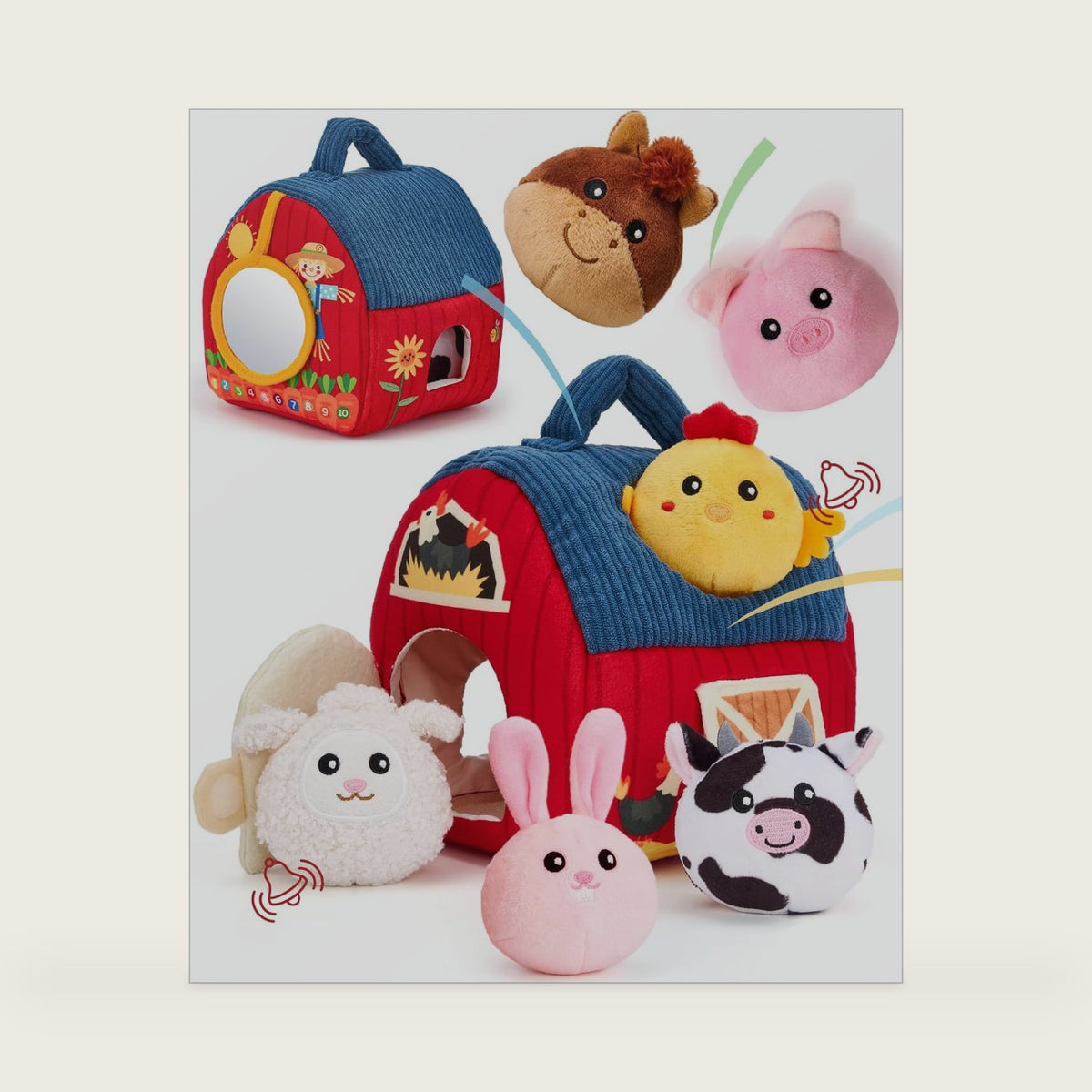hahaland Baby Toys 6-12 Months - Surprise Barn Stuffed Farm Animals Plush