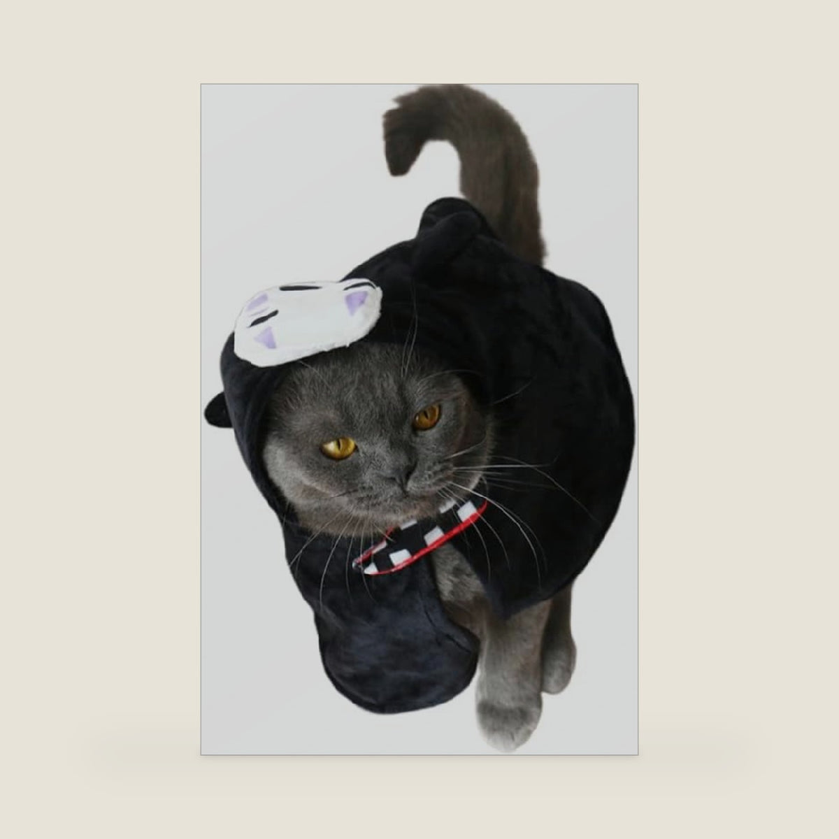 Pet Costumes Spirited Away No-Face Cosplay Costume for Dogs & Cats, Plush Anime Robe for Halloween, Adjustable Velcro Design, Perfect for Small to Large Pets (L/XL)