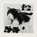 Skylety 5 Pcs Cat Stuffed Animal with Kittens Inside, Black, White