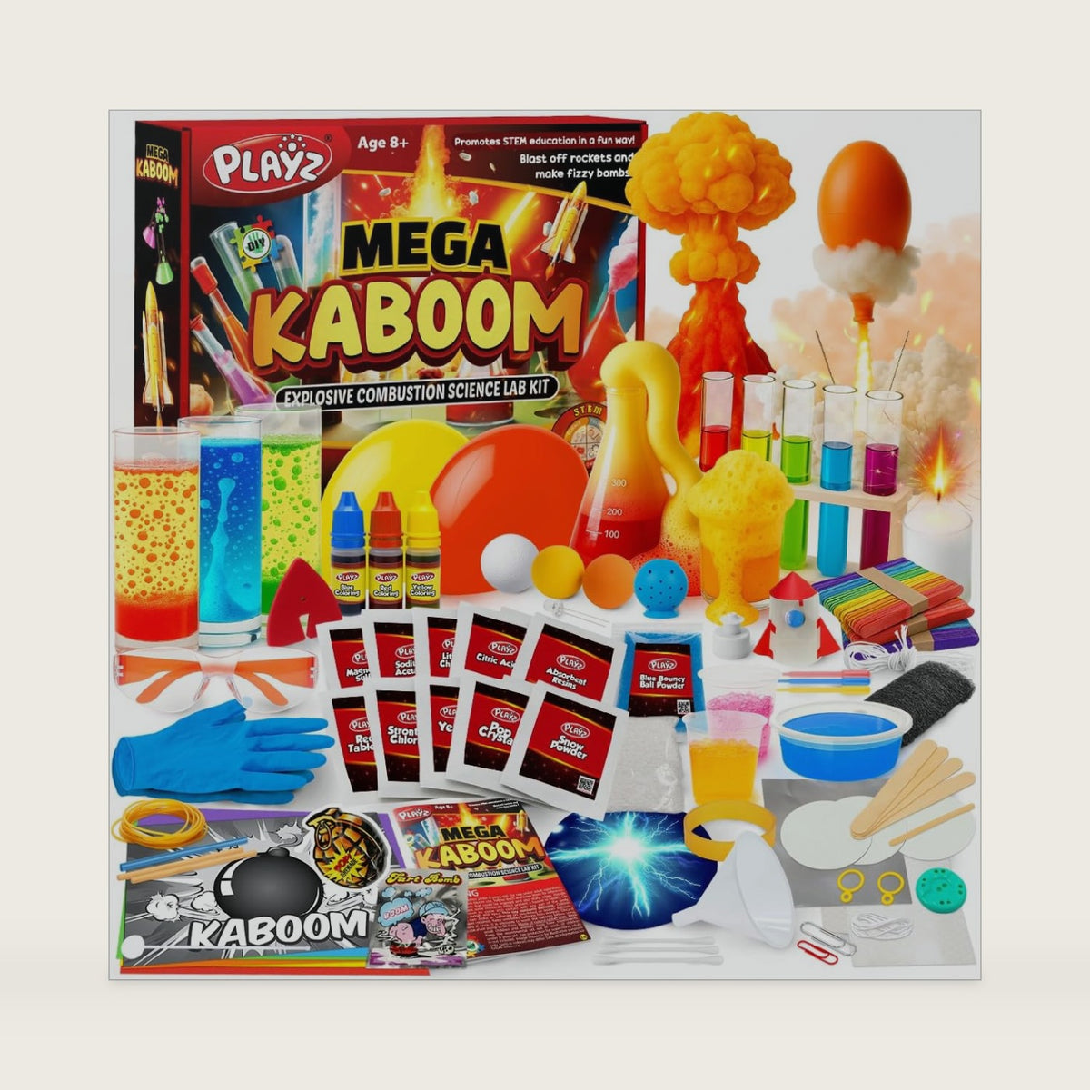 Playz Mega Kaboom! Explosive Science Kit for Kids Age 8-12 Kids Chemistry