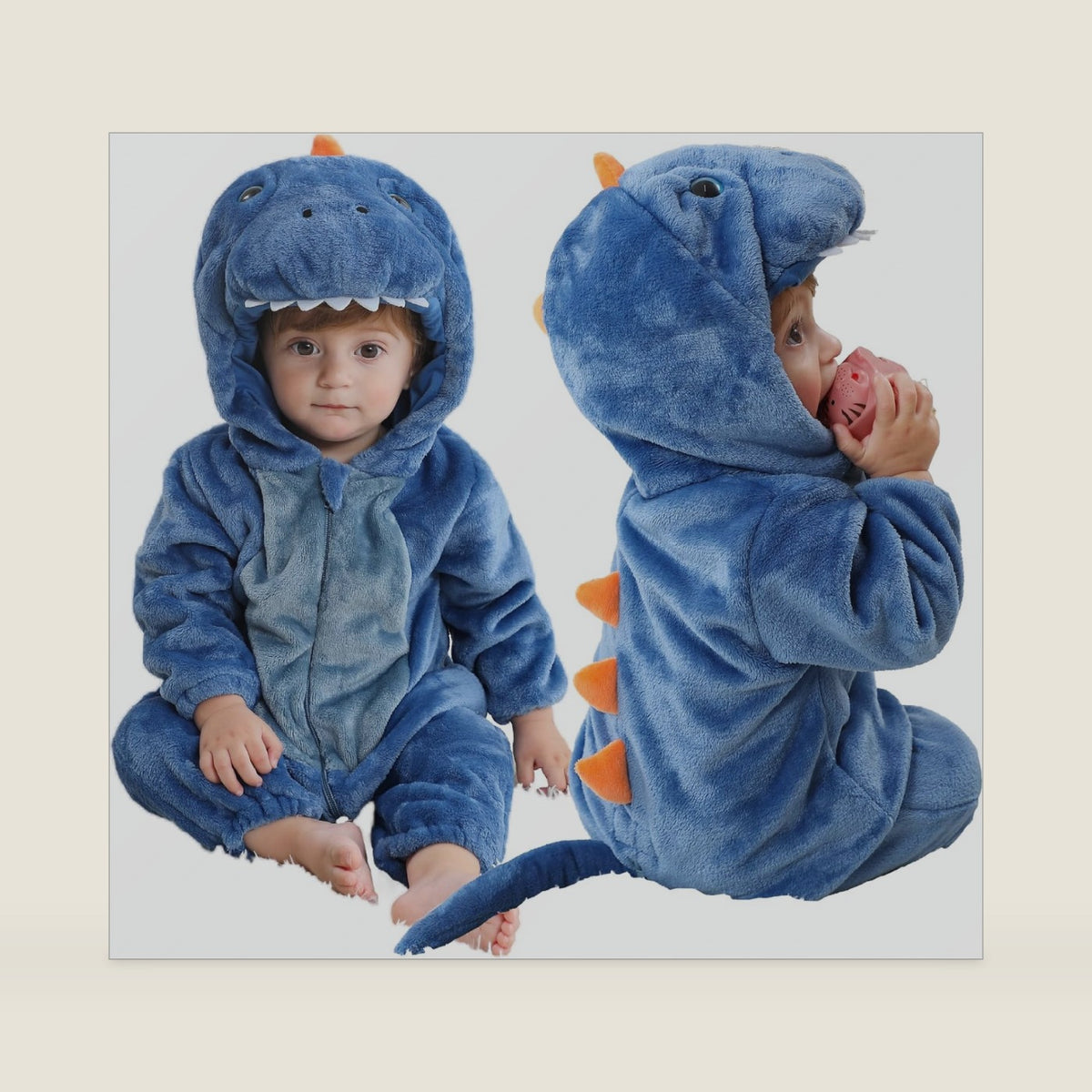 MICHLEY Unisex Baby Animal Costume Flannel Hooded Romper Cosplay Jumpsuit