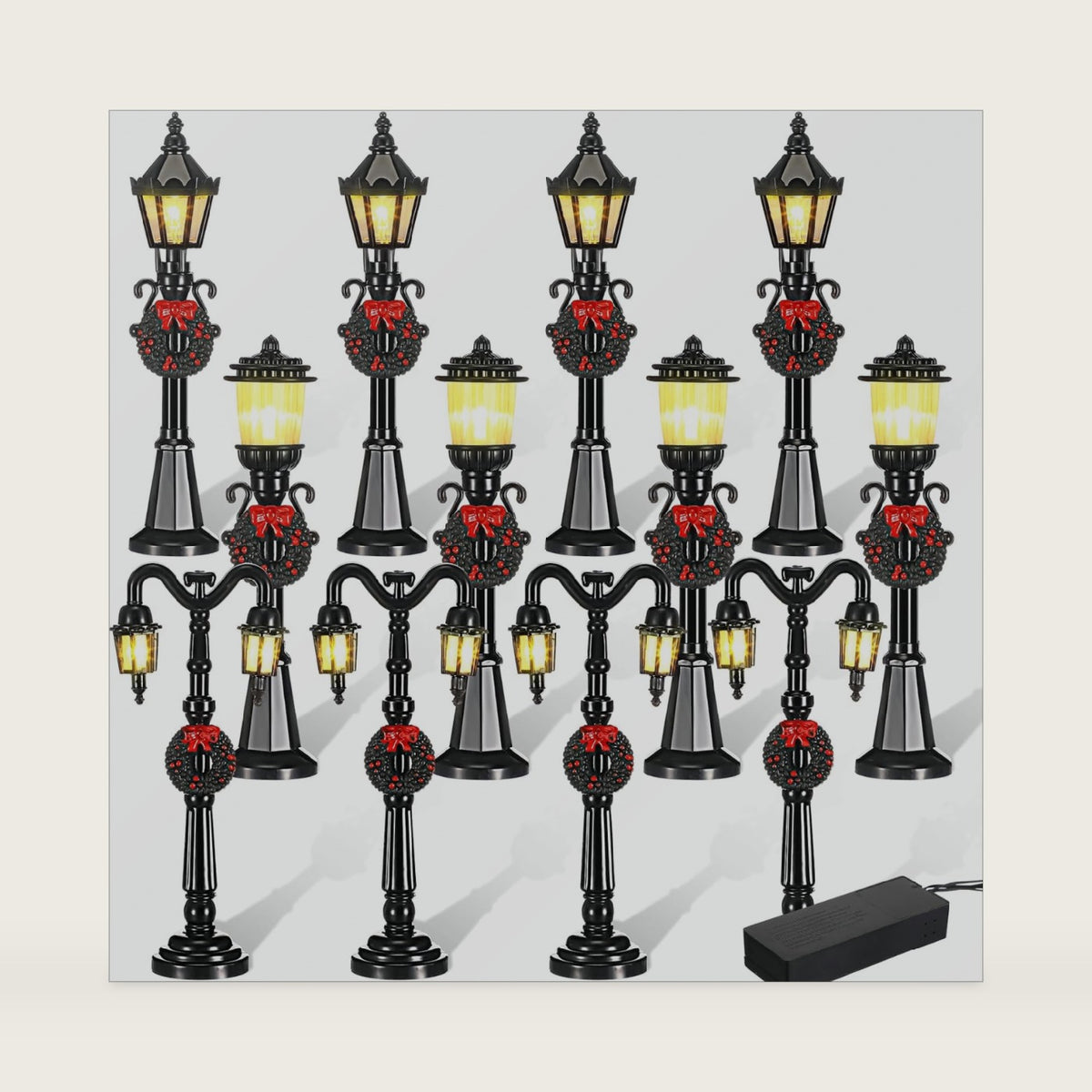 Baquler 12 Pcs Christmas Mini Street Lamp Models, Village 3 Styles LED