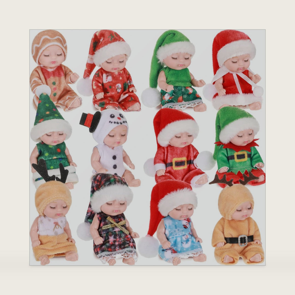 Hanaive 12 Pcs Mini Reborn Baby Doll, Santa Style