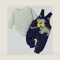 Baby Boy Clothes Newborn Outfits Fall Winter Striped Romper Infant Cartoon Overall Adjustable Suspender Pants Set