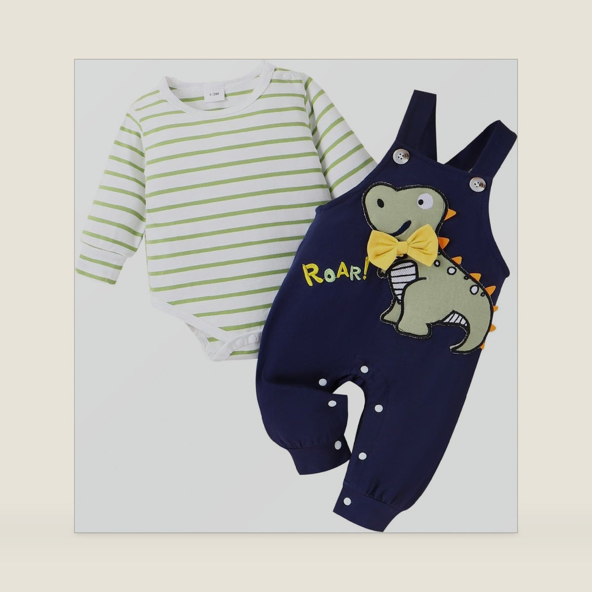 Baby Boy Clothes Newborn Outfits Fall Winter Striped Romper Infant Cartoon Overall Adjustable Suspender Pants Set