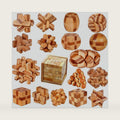 18 Pack Wooden Brain Teaser Puzzles Stress Relief Toys Wooden Burr Puzzles Brain Teaser Puzzle with Gift Packing Box Magic Puzzle Games Toy for Kids and Adults by AHYUAN (Bamboo)