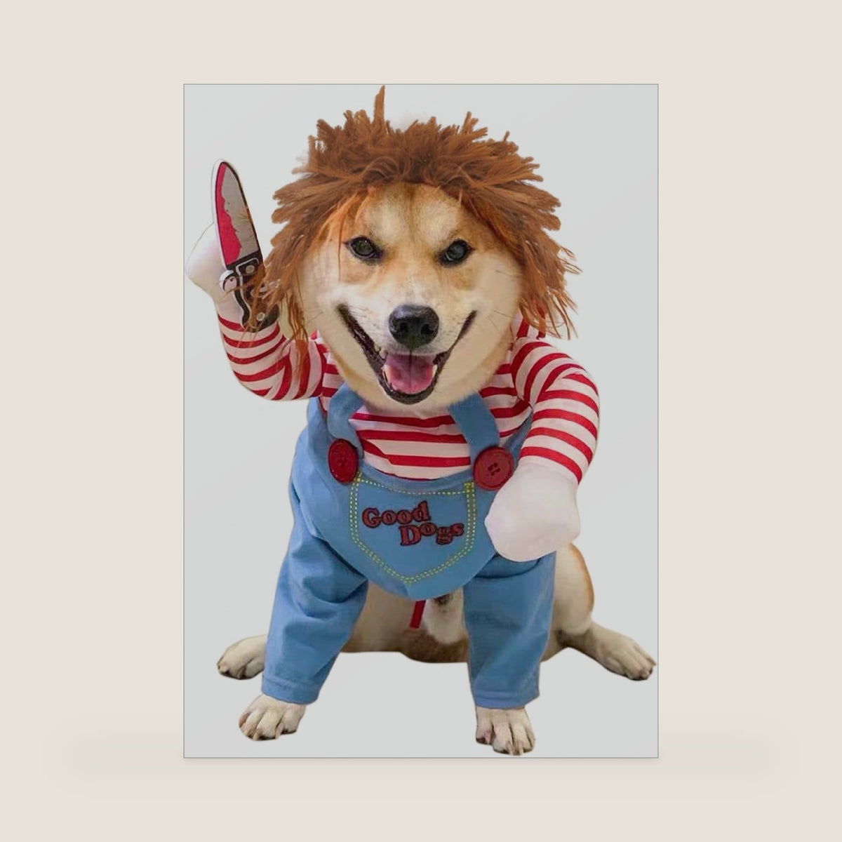 Dog Halloween Costume,Funny Chucky Dog Costume with Pet Wig,Cosplay Scary Outfit with Knife Clothes for Dogs (X-Small)