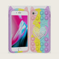 Fidget Pop Case for iPhone 6 Plus/7 Plus/8 Plus, Cute Cartoon Lucky Cat Quicksand Bling Stars Push Bubbles Shockproof Silicone Soft Phone Case for Apple iPhone 6 Plus/7 Plus/8 Plus 5.5 inch