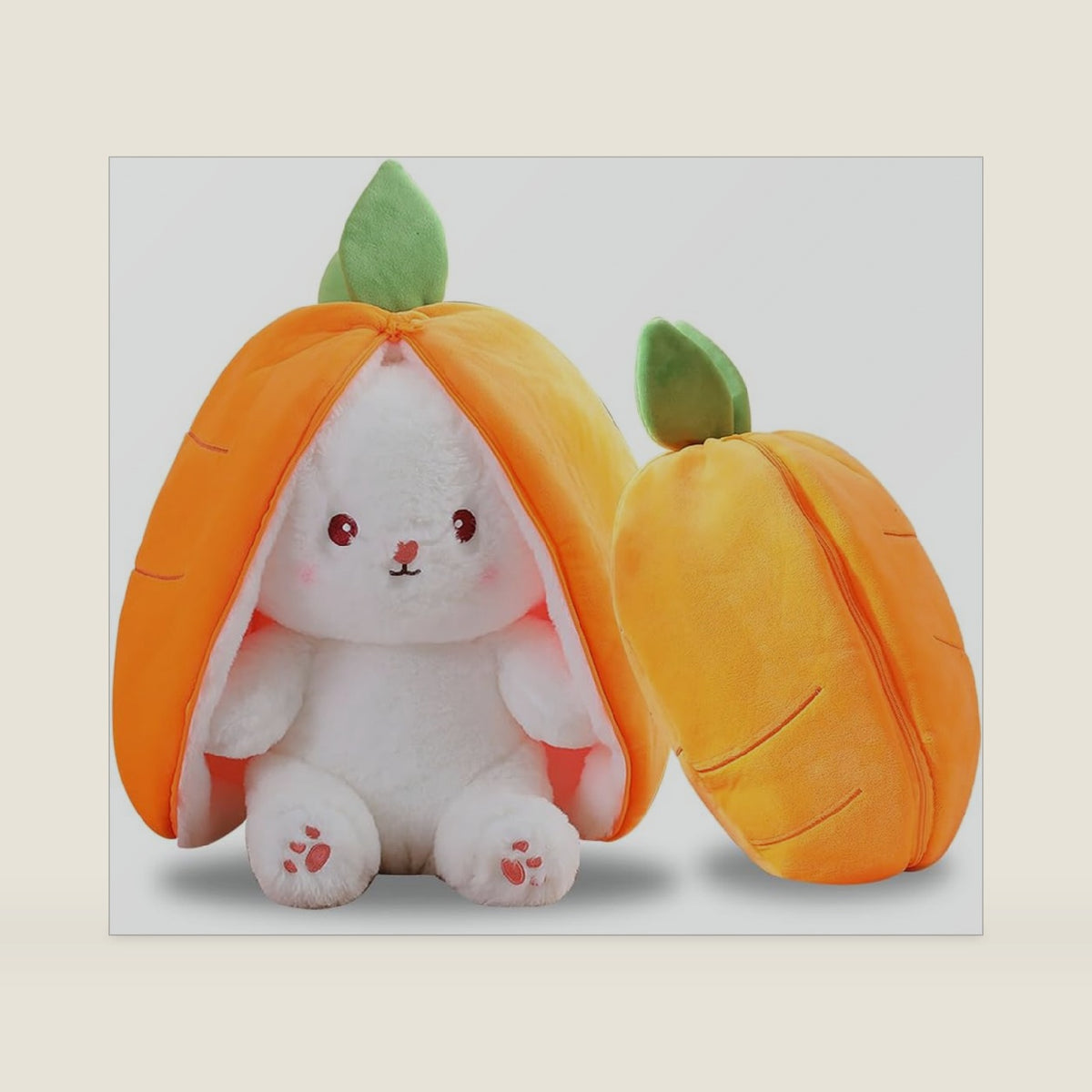 Reversible Carrot Bunny Stuffed Animal, Soft Plush Toy, 7.8-Inch