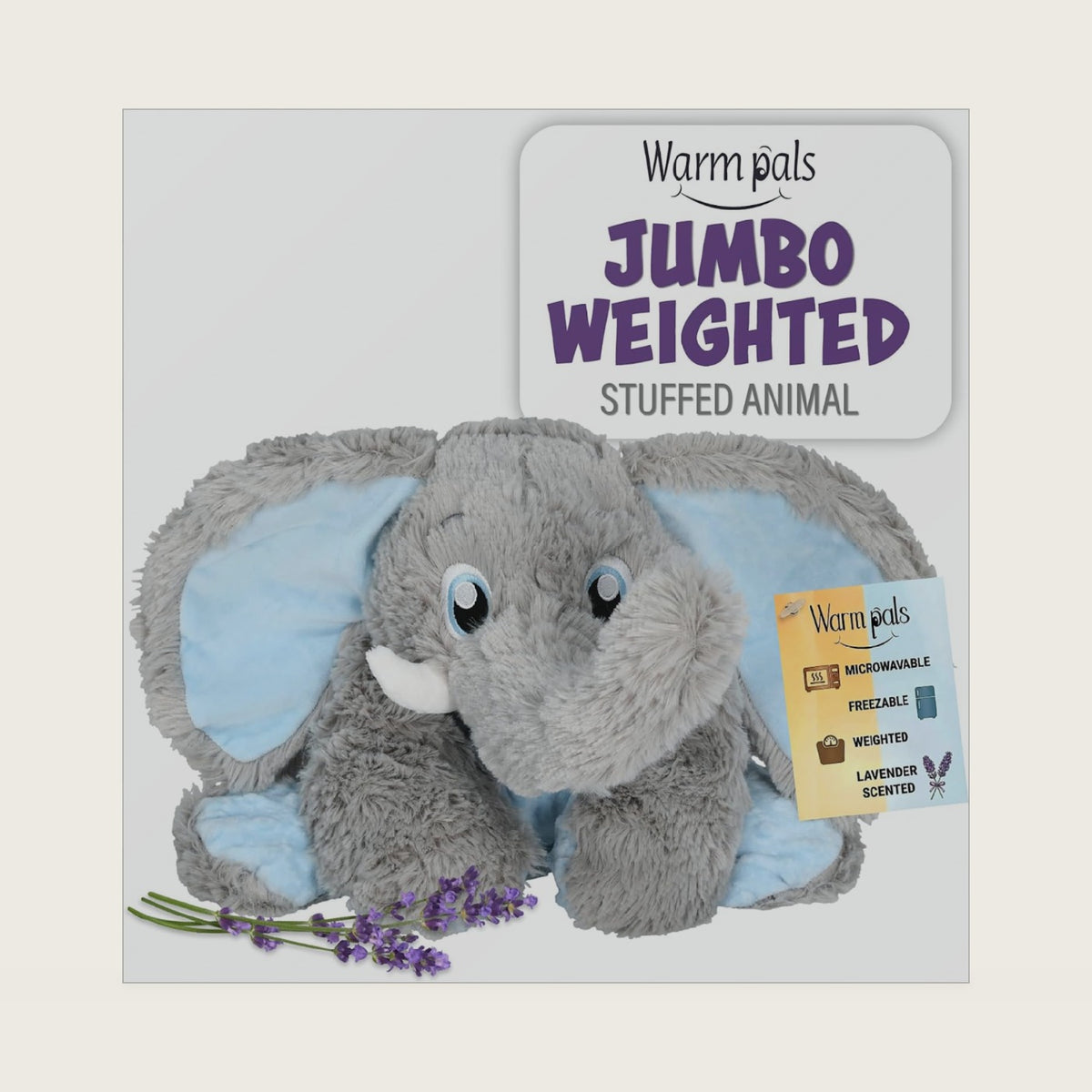 Warm Pals Jumbo Elephant, Microwavable Weighted Plush, Heated for Warmth