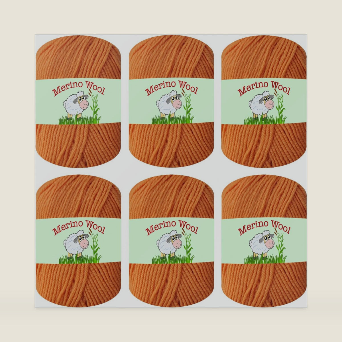 Sunny Cat 100% Pure Merino Wool Yarn for Knitting – 6pcs Merino Wool Yarn for Knitting and Crocheting – 1.8oz(10.8oz) Wool Skeins – Light/DK Weight –130yrds (780yrds Total) (15 Mango Orange)