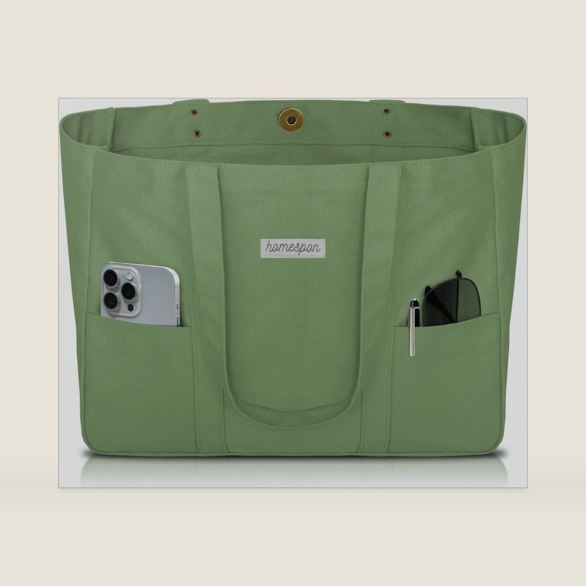 HOMESPON Large Canvas Tote Bag, Magnetic Work Laptop Pack for Women