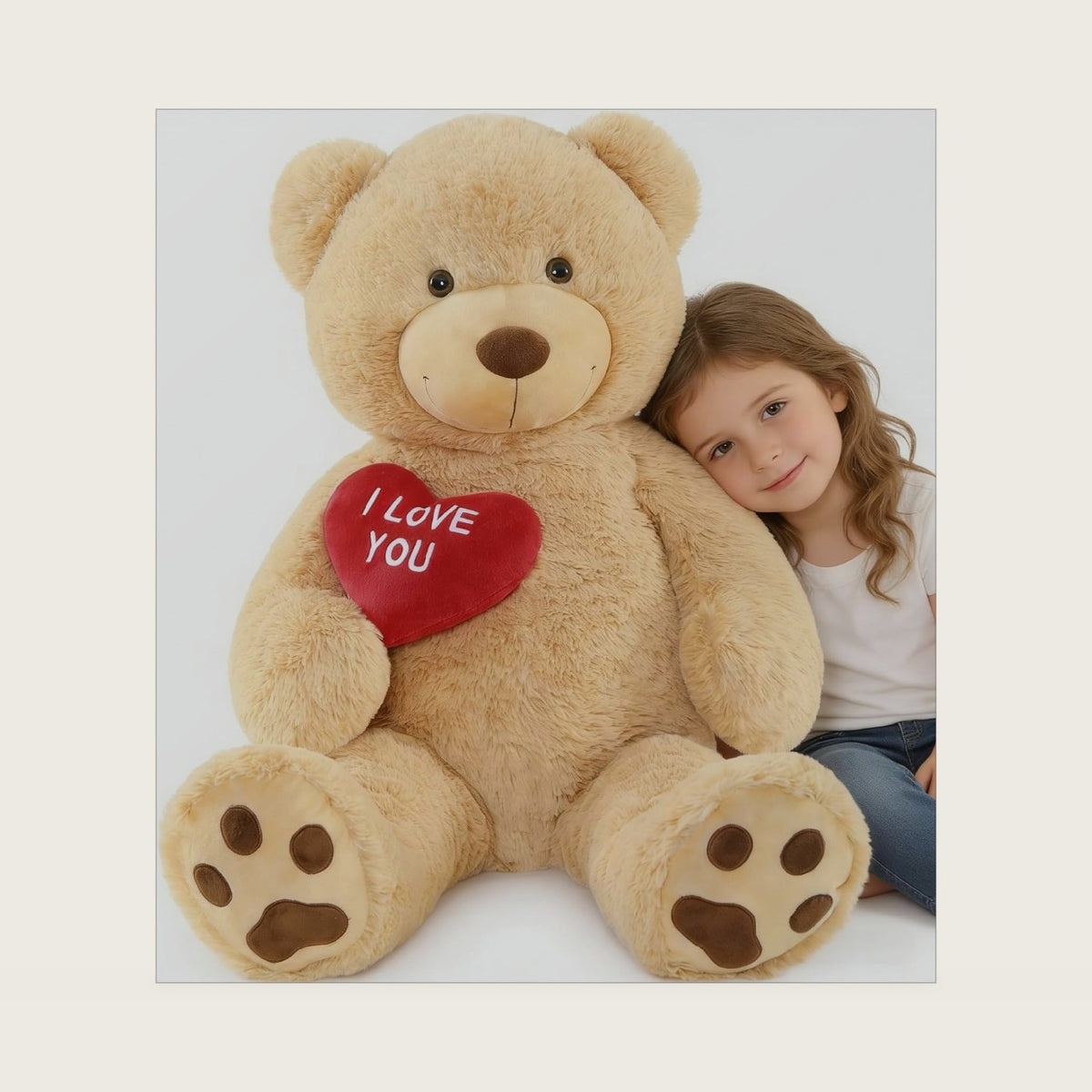 BENINY 36 Inch Brown Giant Teddy Bear Plush with Red Heart, Stuffed Animal