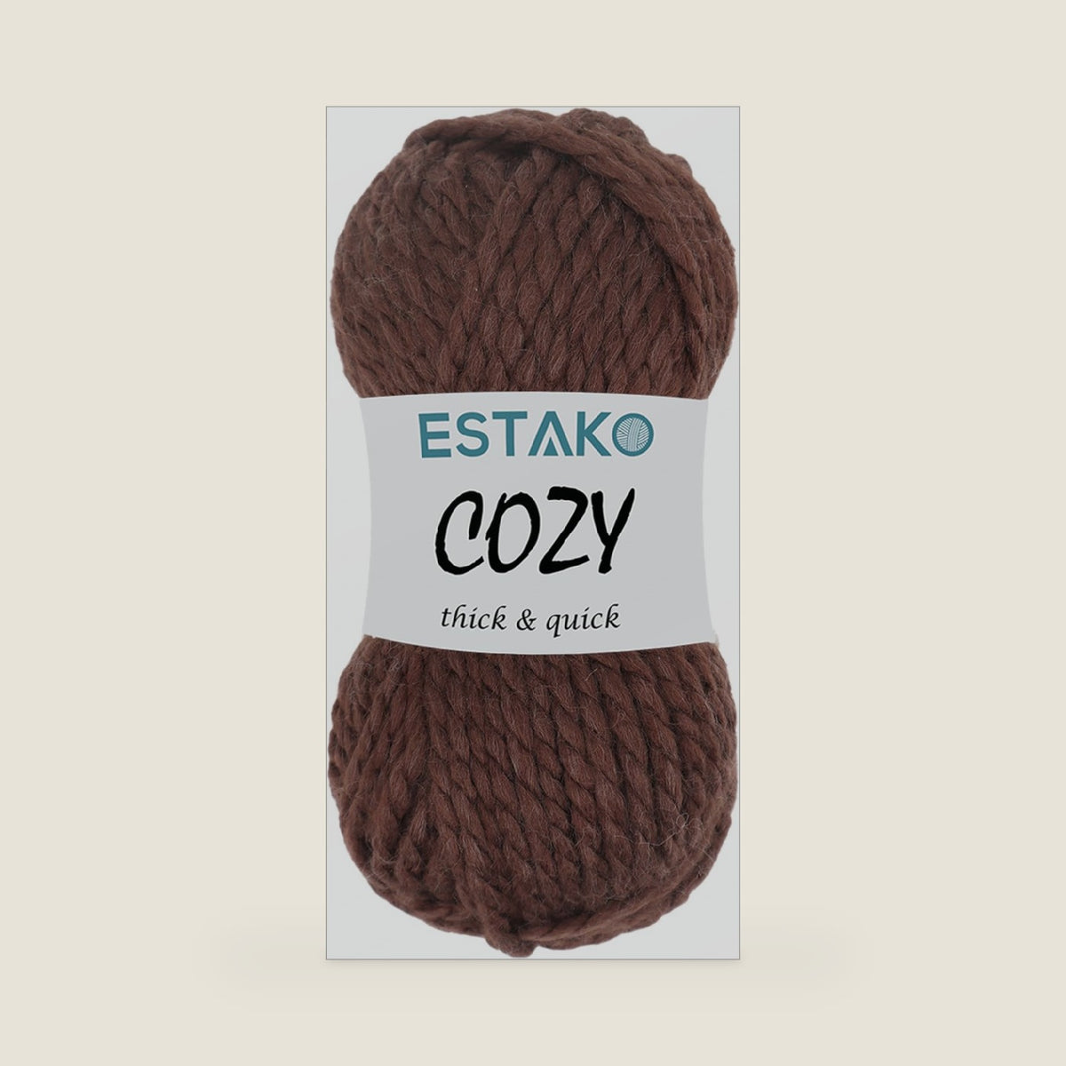 Estako Cozy Thick & Quick Yarn, 20% Wool 80% Acrylic, Super Bulky #6, Brown