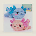 Crochetta Crochet Kit for Beginners, Beginner Crochet Starter Kit w Step-by-Step Video Tutorials, Learn to Crochet Kits for Adults Women Men, DIY Knitting Supplies, Axolotls (Blue and Pink)