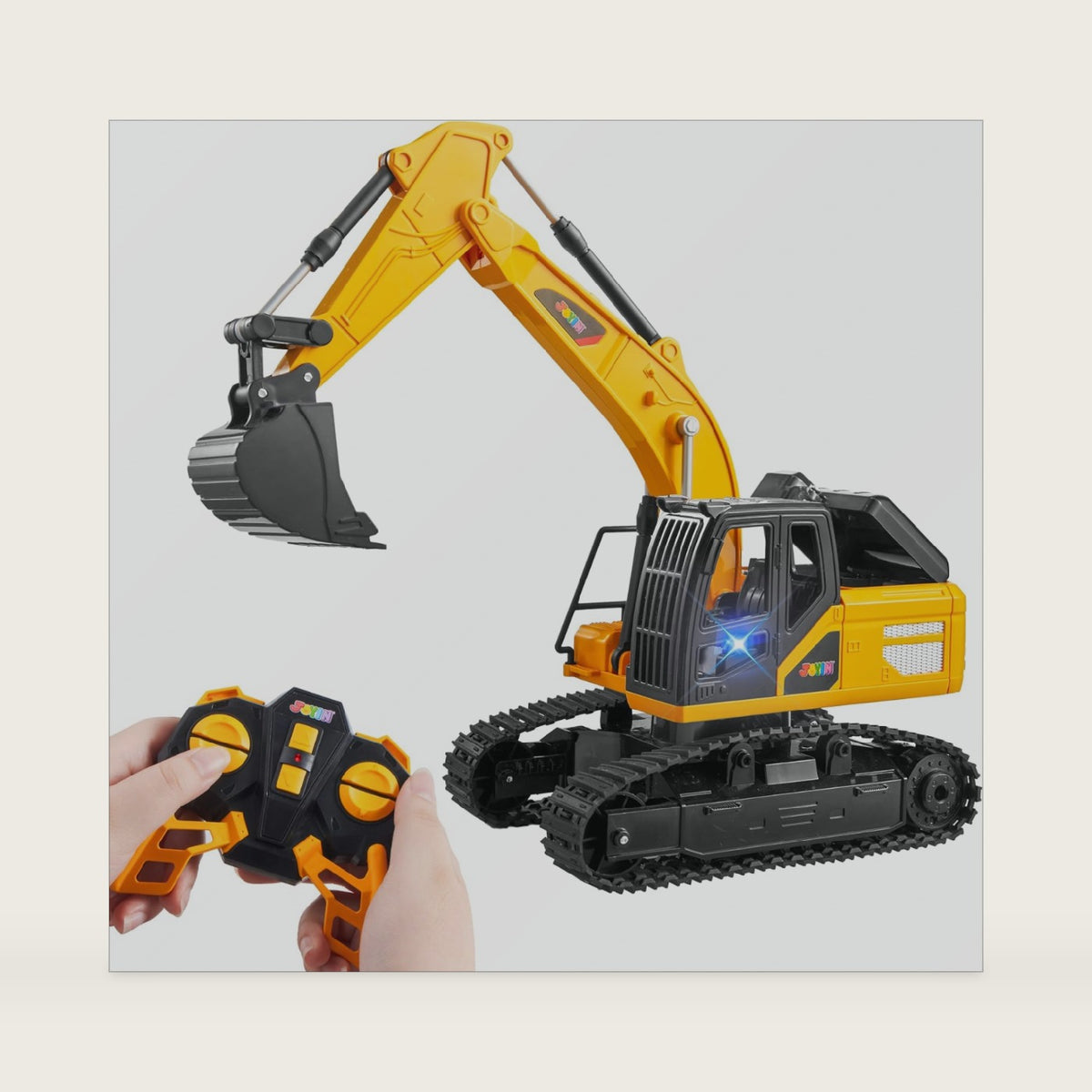 JOYIN Remote Control Excavator Toys for Boys, 2.4Ghz RC Play Excavator with Light, Construction Toys for Boys Birthday Gift 4-7 8-12 Year Old Kids