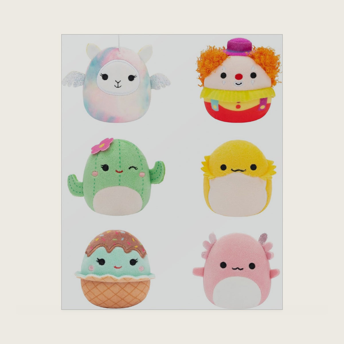 Original Micromallows 6-Pack – Archie Axolotl, Bimbi Clown, Lucy-May Llamapegacorn, Maritza Cactus, Maya Sundae, Rodry Bearded Dragon