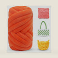 Thick Chunky Yarn for Arm Knitting, Jumbo Tube Knit Blanket Soft Velvet Yarn for Crocheting Handbags, Hand Knitting, Pet Bed, Rugs, Pillows, Crafts (Orange, 0.55lbs)