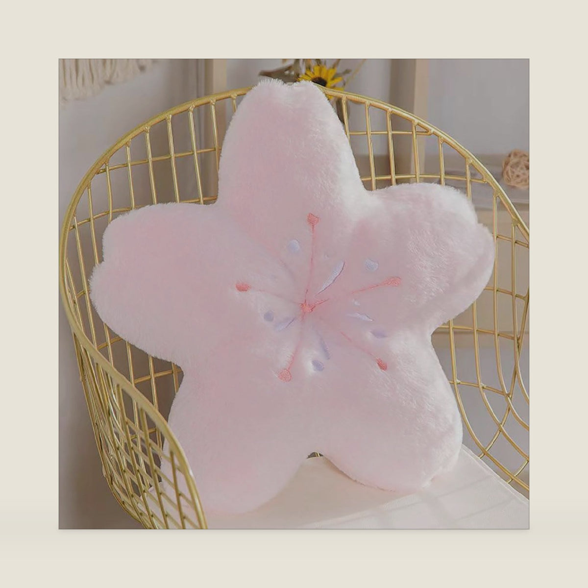 Cherry Blossom Plush Throw Pillow Living Room Sofa Pillow Flower Chair Cushion Throw Pillow (15.74 * 15.74, Pink)