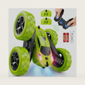 QUNREDA Remote Control Car for Kids Ages 6+, RC Cars Stunt Car Toy 4WD Double Sided 360° Rotating Remote Control with Headlights, Birthday Xmas Gifts for Boys 6 7 8 9 10 11 12 Green