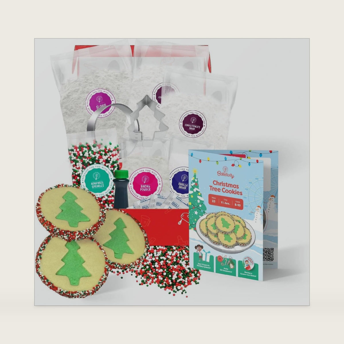 Baketivity Christmas Tree Cookies Kids Baking Kit