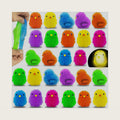 AMENON 24 Pack Prefilled Easter Eggs with Chick LED Puffer Balls,Light Up Stress Relief Fidget Toys Squeeze Sensory Ball for Kids Boys Girls Easter Basket Stuffers Egg Hunt Party Favor Gift
