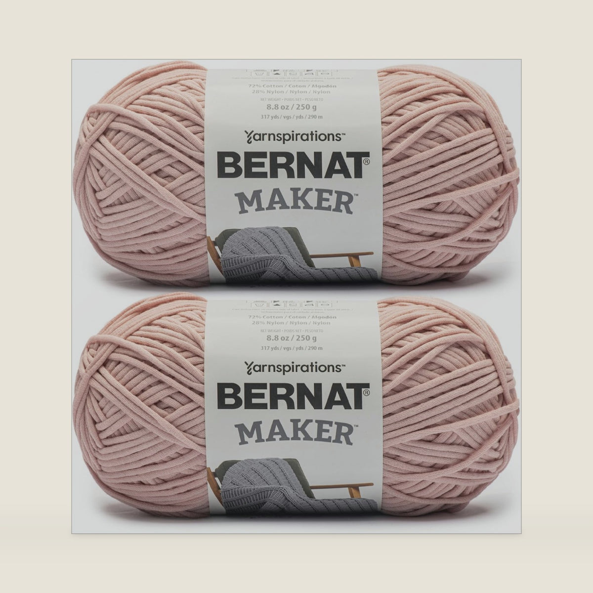 Bernat Maker, Cotton Soft Yarn for Crocheting, Soft Peach, 2-Pack