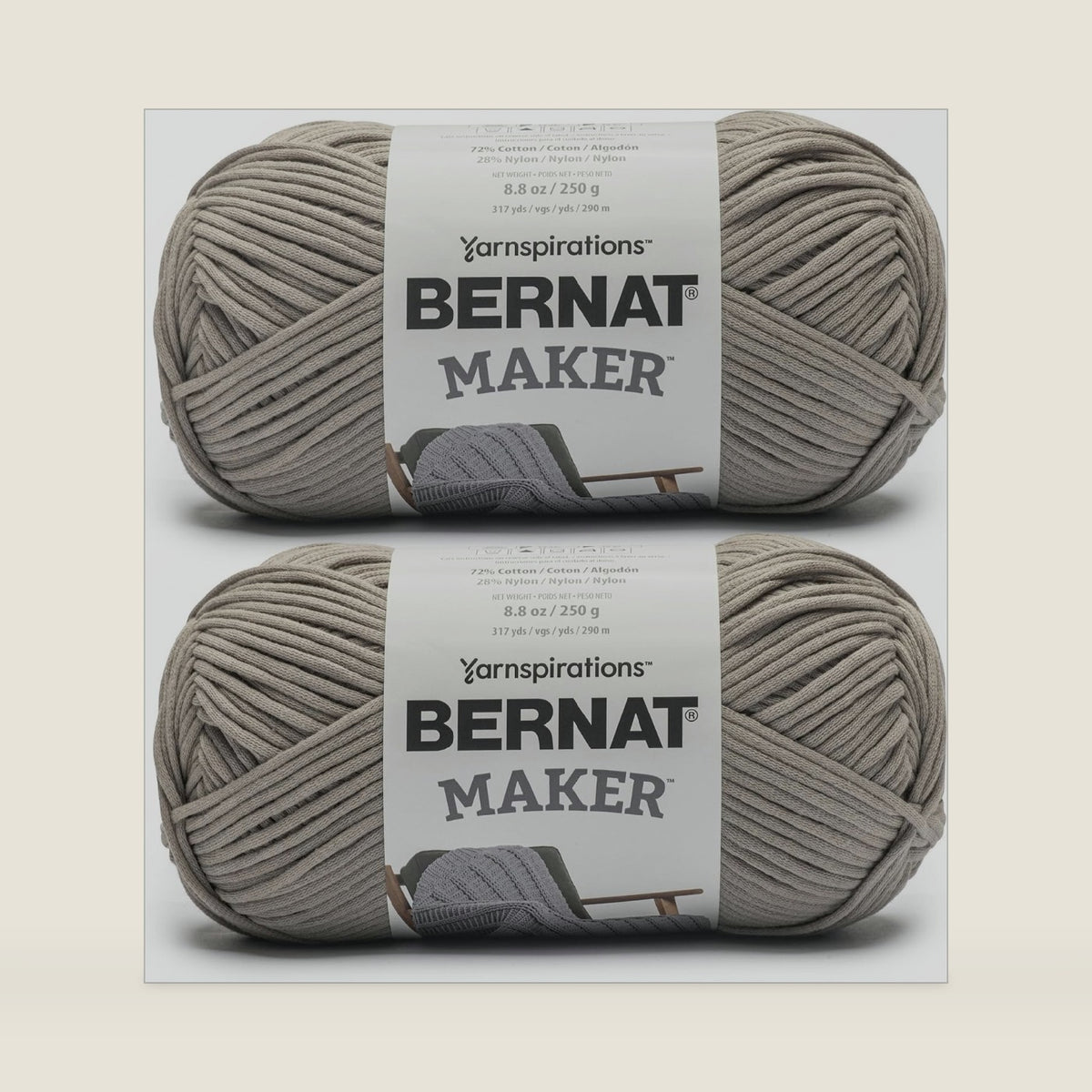 Bernat Maker, Cotton Soft Yarn for Crocheting, Clay, 2-Pack