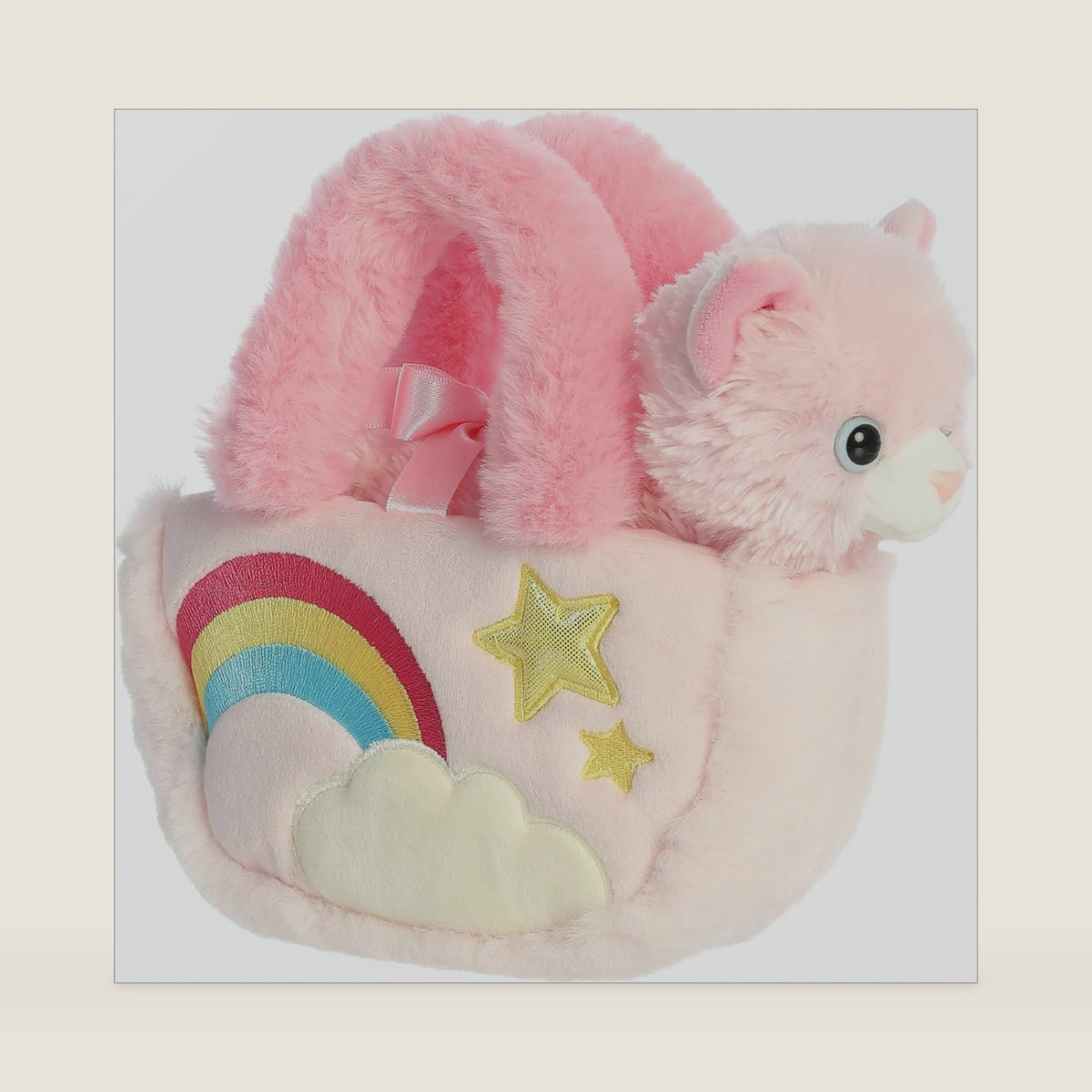 Aurora® Fashionable Fancy Pals™ Pastel Rainbow™ Kitty Stuffed Animal - On-The-go Companions - Stylish Accessories - Pink 7 Inches
