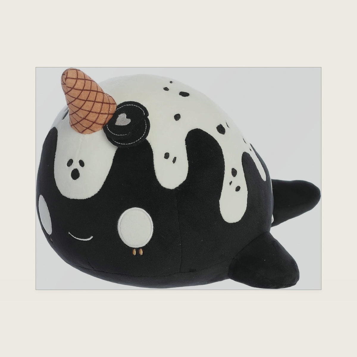 ® Enchanting Tasty Peach® Cookies & Cream Nomwhal Stuffed Animal - Bright & Colorful Design - Showpiece Plush - Black 12.5 Inches
