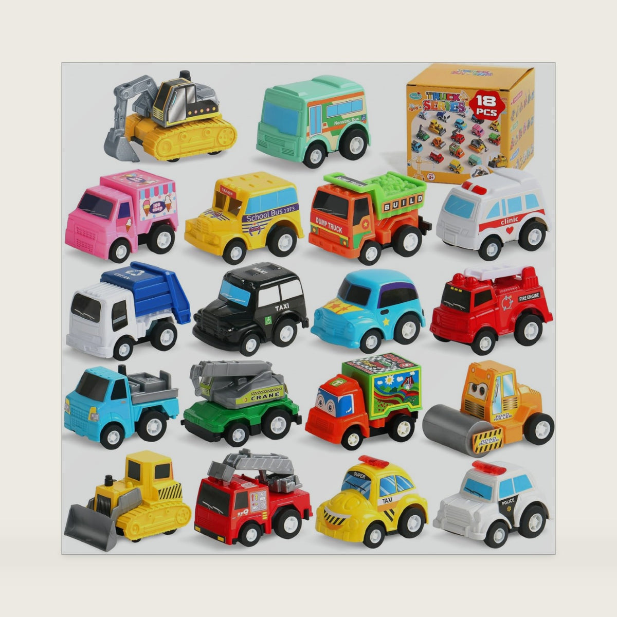 Fajiabao 18 PCS Pull Back Toy Cars for Toddlers