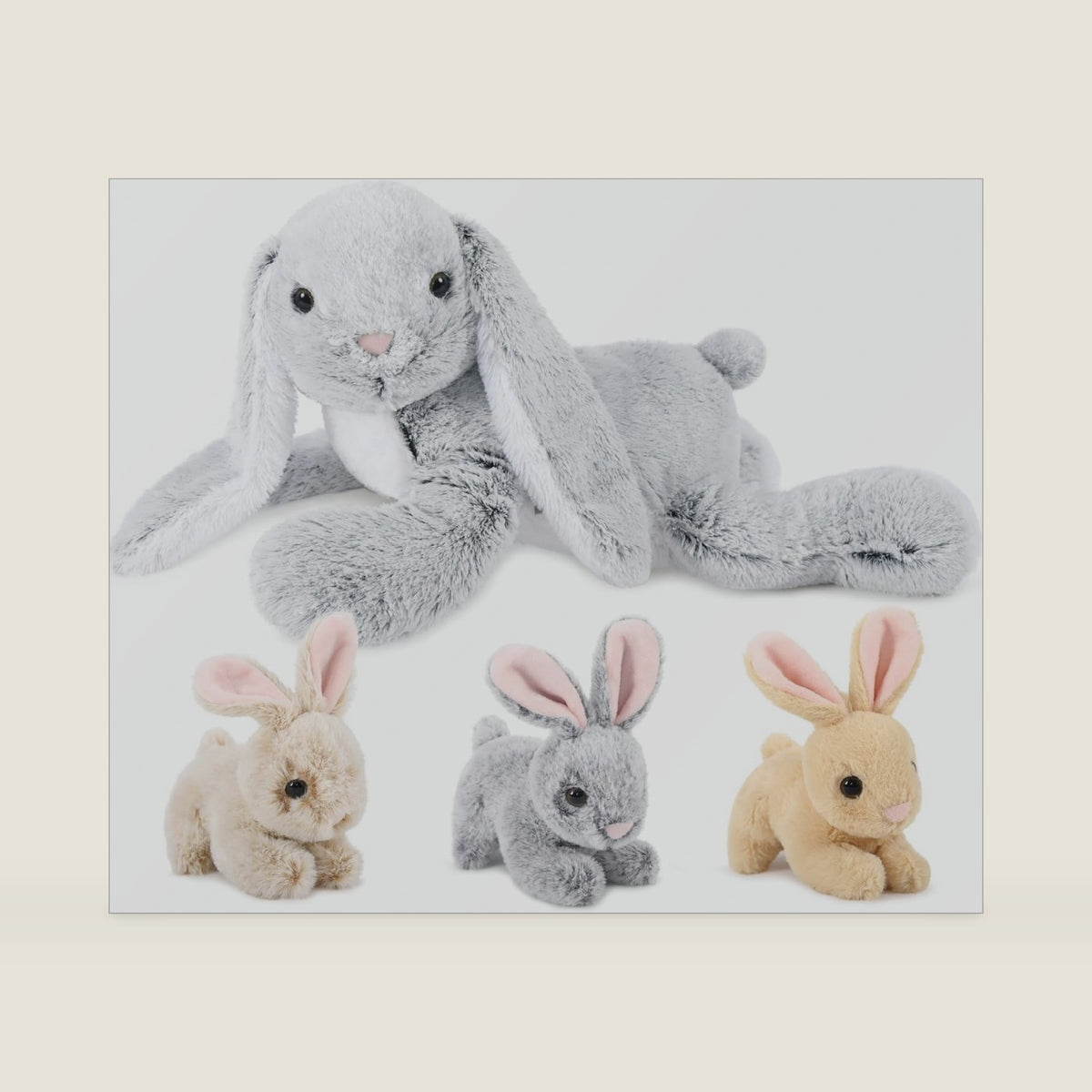 MaoGoLan 24 Inch Bunny Stuffed Animal, 3 Baby Bunnies Plush Inside
