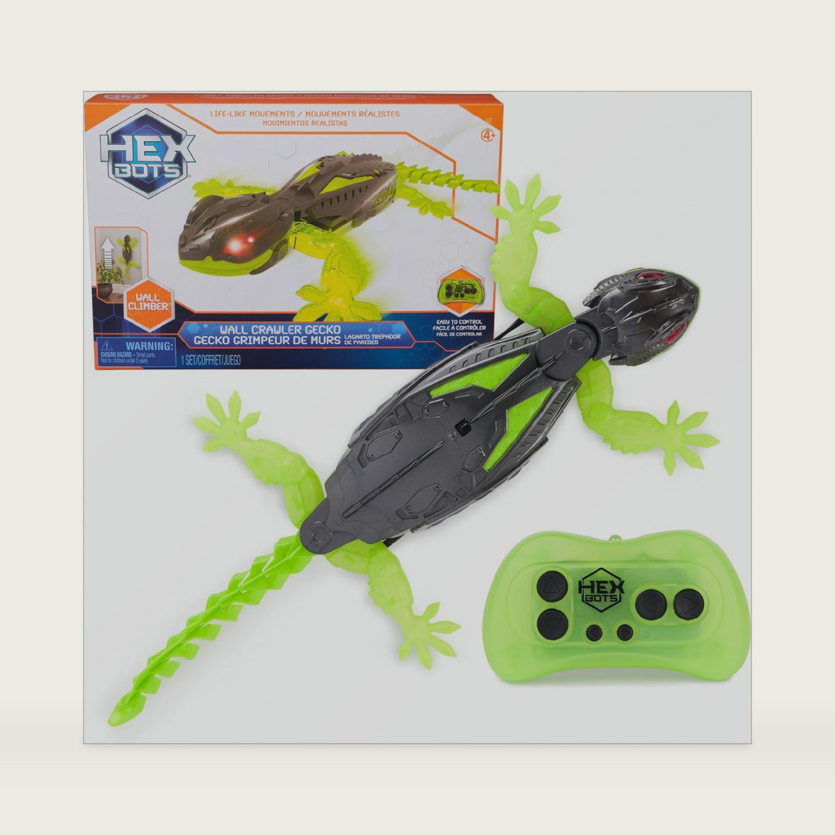 HEX BOTS Wall Crawler Gecko Rechargeable Remote Control Toy