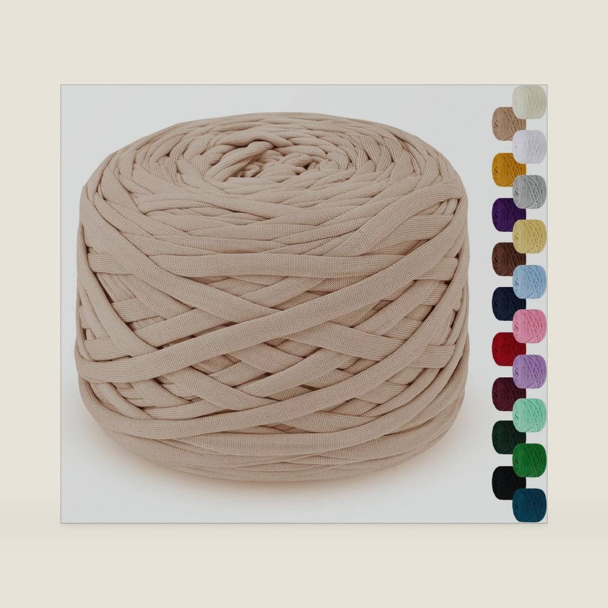285g T Shirt Yarn for Crocheting 109 Yards Elastic Ribbon Thick Crochet Fabric Knitting T-Shirt Yarn for Crochet Bag, Blanket, Basket, DIY Projects, Home Decor (Khaki)