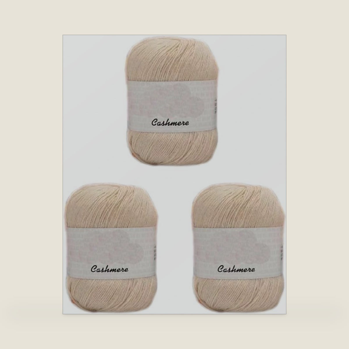 3 Balls 100% Mongolian Cashmere Yarn, Luxurious Hand Knitting Pure Cashmere Cone Yarn Home Necessity for Knitting Crocheting Crafts Total 150g (Beige)
