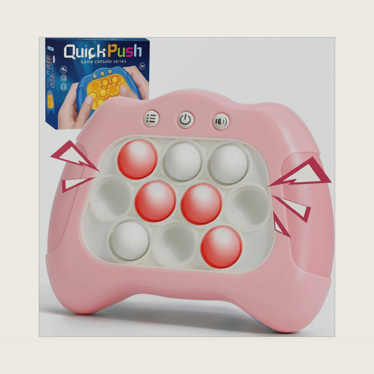 AOTIBO Fast Push Machine Light Up Fidget Toys for Kids Adults, Handheld Game for Kids 3-12, Quick Push Bubble Stress Toy, Sensory Toys Travel Games, Xmas Birthday Gifts for Boys Girls (Pink)