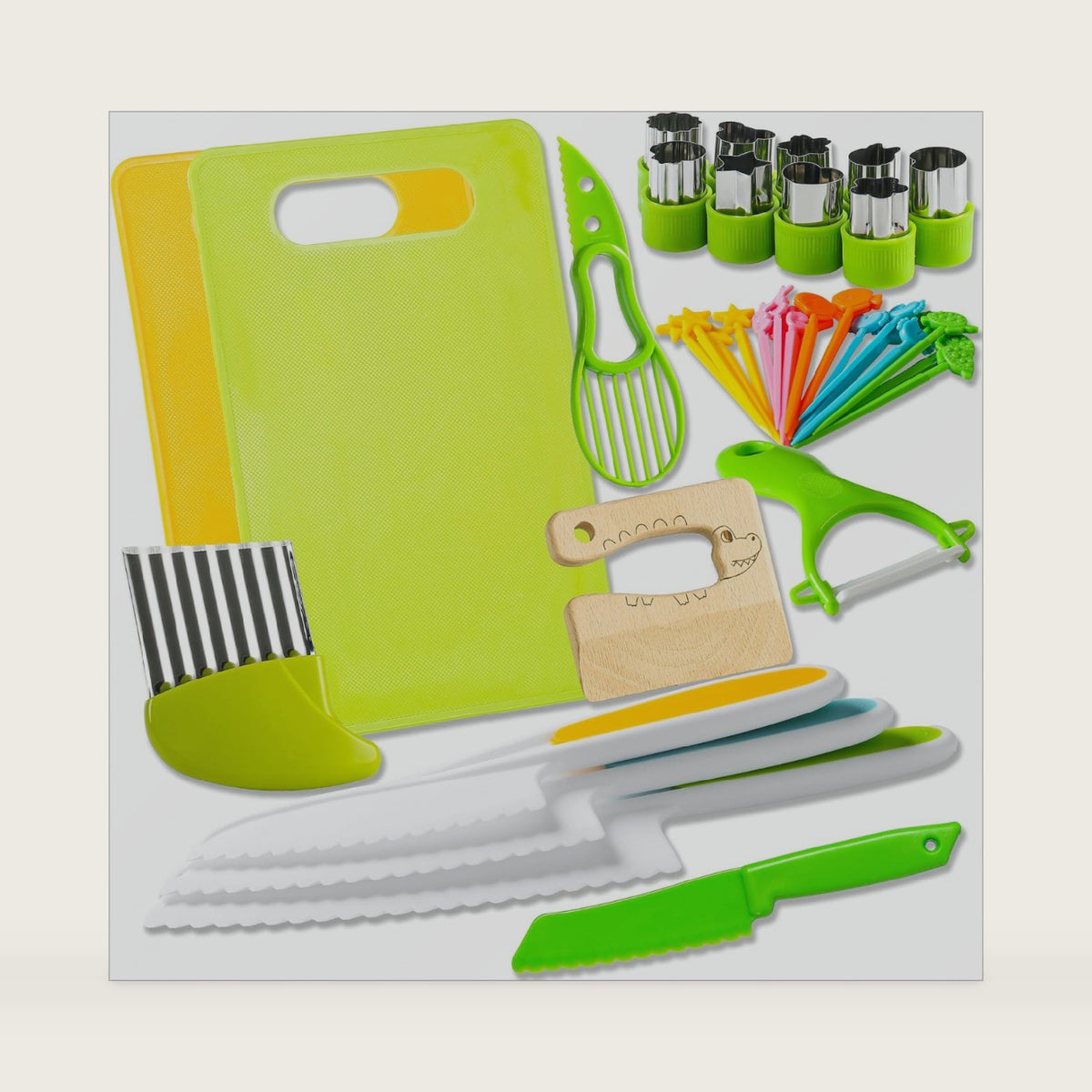 40Pcs Kids Knife Set for Real Cooking | Montessori Kitchen Tools | Age 4-12